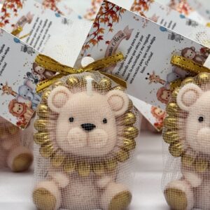 Pack 30 Velas Leoncito en Tul Personalizado Artesanal | Luz y Aromas