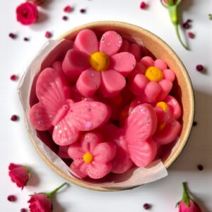 Wax melts Dulce Capricho con cera de soja natural, aroma floral de fresia, cassis y rosas