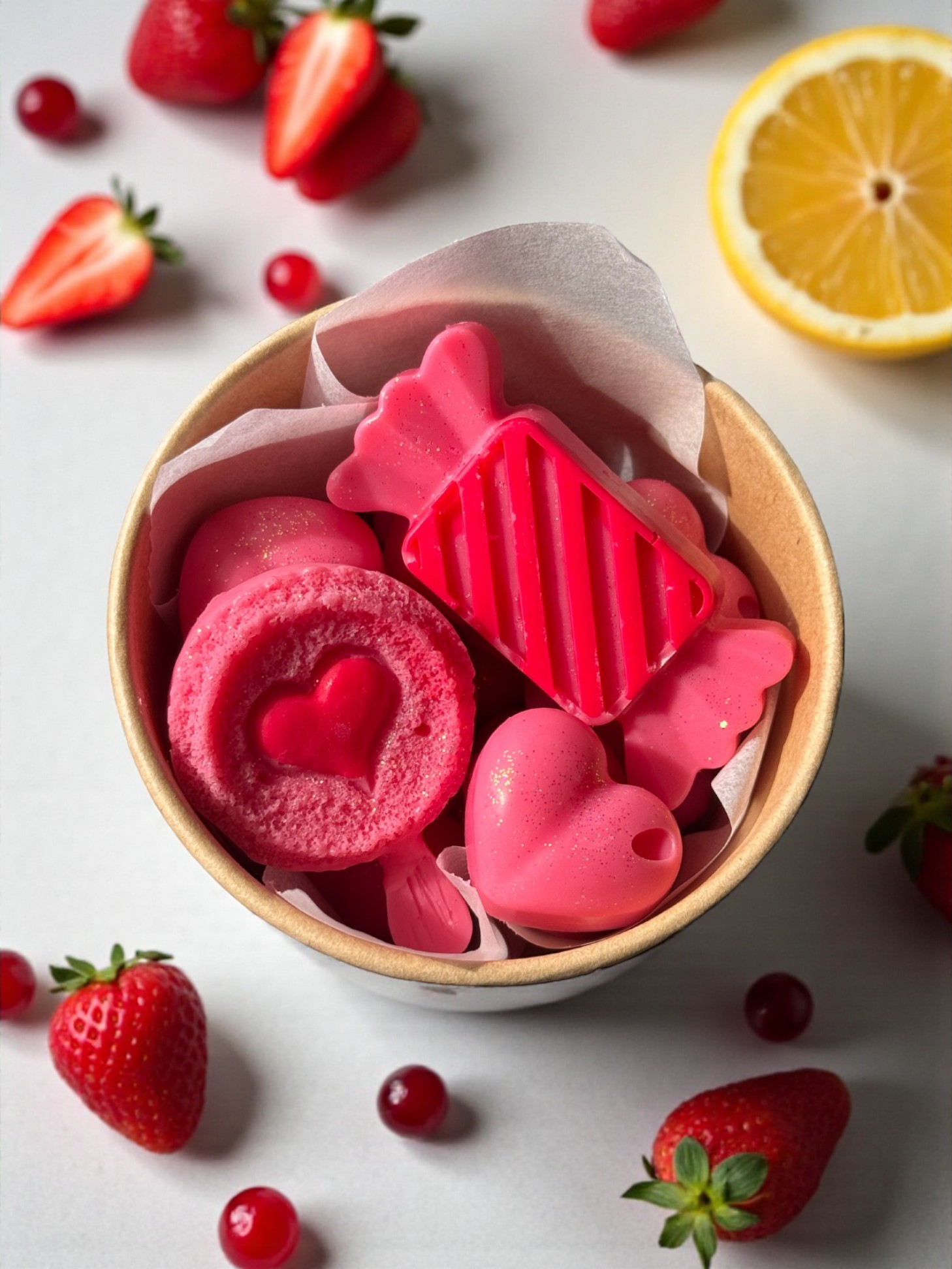 Wax melts Iris cítrico frutal en cera de soja natural con figuras decorativas florales