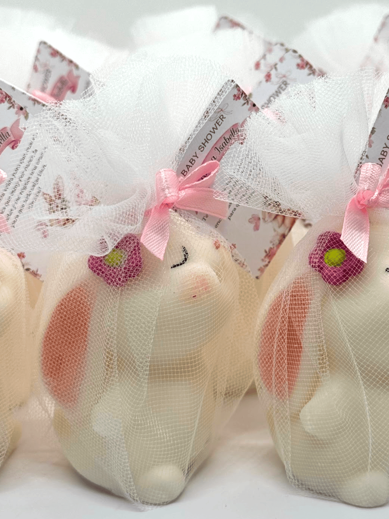 Souvenir Baby Shower Conejita en Tul 55g Personalizado - Imagen 3