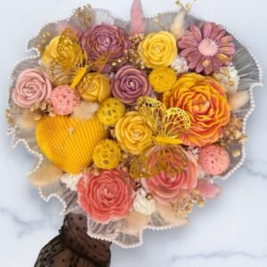 Bouquet velas corazón artesanales ramo romántico hecho a mano