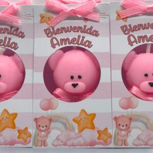 Vela osito en cajita personalizada artesanal presentación premium souvenir baby shower