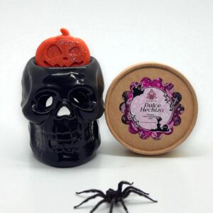 Quemador de cerámica negro diseño calavera para wax melts