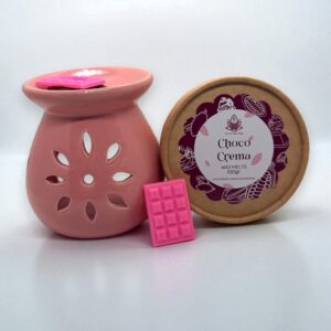 Set aromático Arôme con quemador de cerámica floral, wax melts y velas de té
