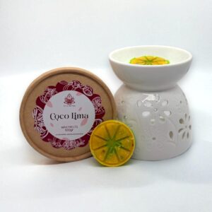 Set aromático Flor con quemador de cerámica, wax melts y velas de té