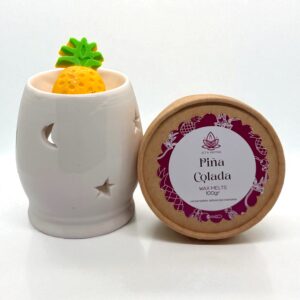 Set aromático Luna Estrella con quemador de cerámica, wax melts de soja y velas de té