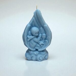 Vela angel guarda artesanal de cera de soja para bautizos y comuniones