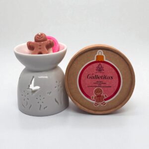 Set aromático Mariposa con quemador de cerámica blanco, wax melts y velas de té