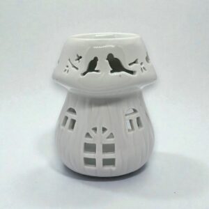 Difusor cerámico Love Birds blanco con diseño de pajaritos enamorados para wax melts