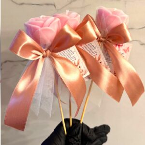 Pack 30 Velitas Rosas Aromáticas en Tul Personalizadas