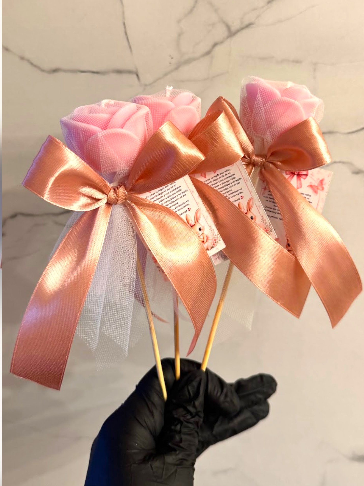 Pack 30 Velitas Rosas Aromáticas en Tul Personalizadas